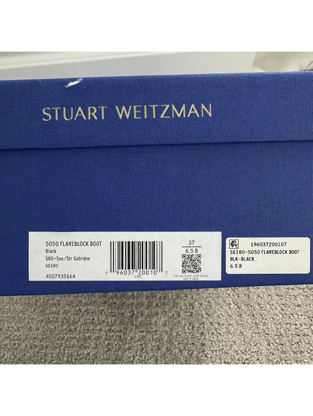 Stuart Weitzman 5050 Flareblock Boot Black NIB Size 6.5